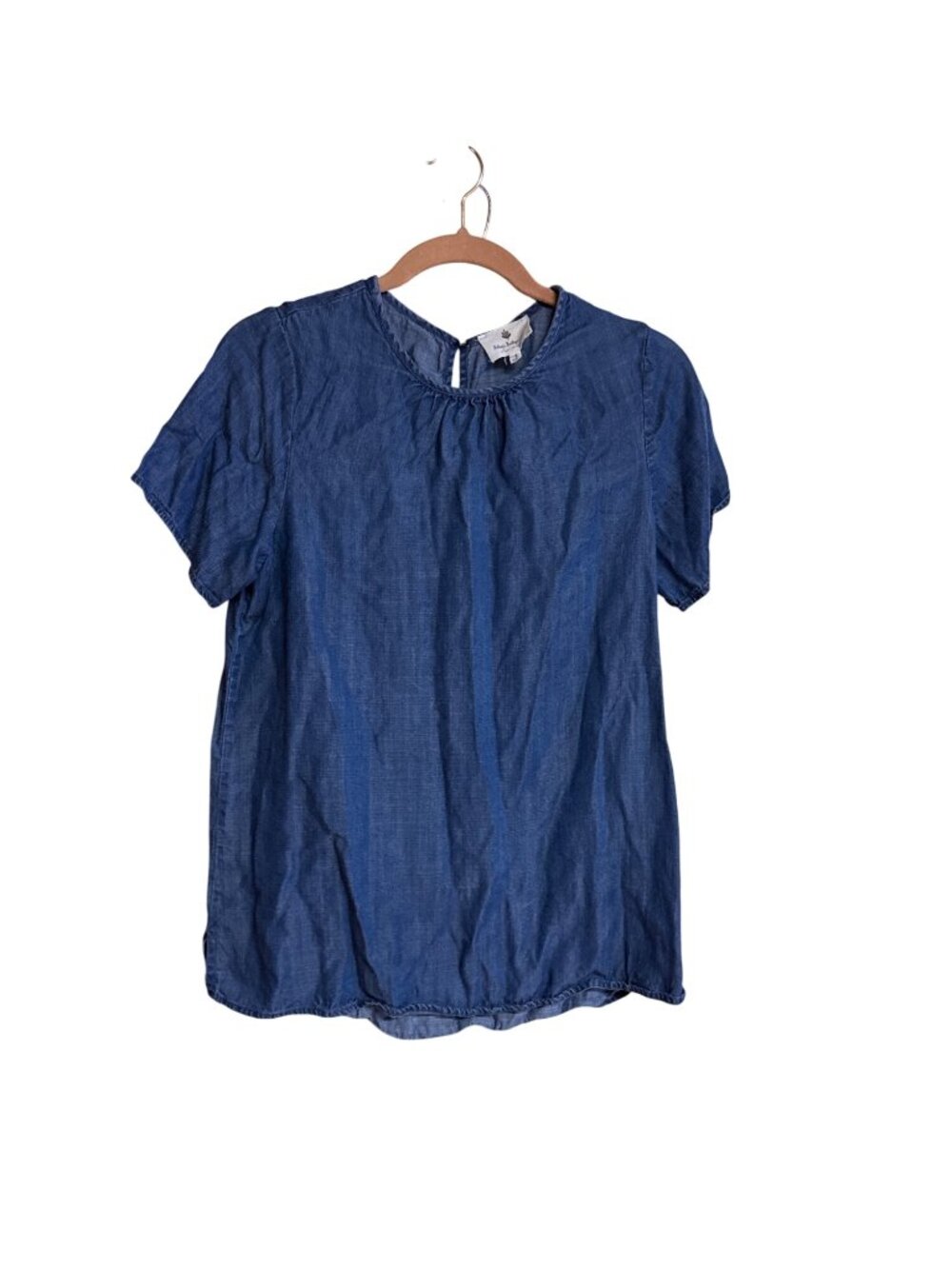 Betseys Boutique Shop Blue Tencel Short-Sleeve Blouse Womens Small Lightweight C